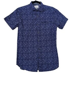 Paper Denim & Cloth Navy Short-Sleeve Button-Down with Micro Floral Print